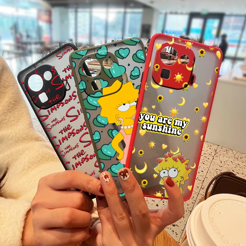 

Cute Cartoon The Simpson For Xiaomi Mi 11 11T 10 10S 10T Ultra Lite Pro 9 8 Poco X3 F3 GT NFC Frosted Translucent Phone Case