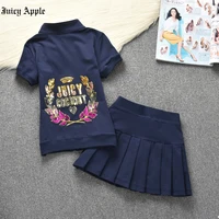 juicy apple tracksuit women 2022 summer 2 piece set woman short sleeve t shirts mini skirts clothes tops casual fashion suits