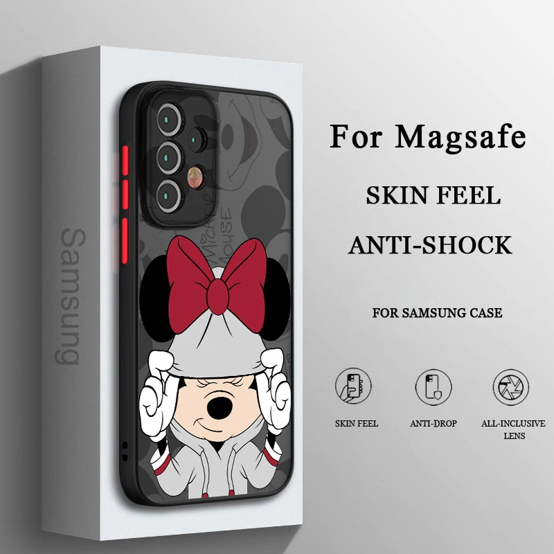 

Disney Mickey Minnie lovers Phone Case For Samsung A71 A70 A50 A52 A51 A42 A32 A22 A21S A12 A33 A53 Frosted Translucent