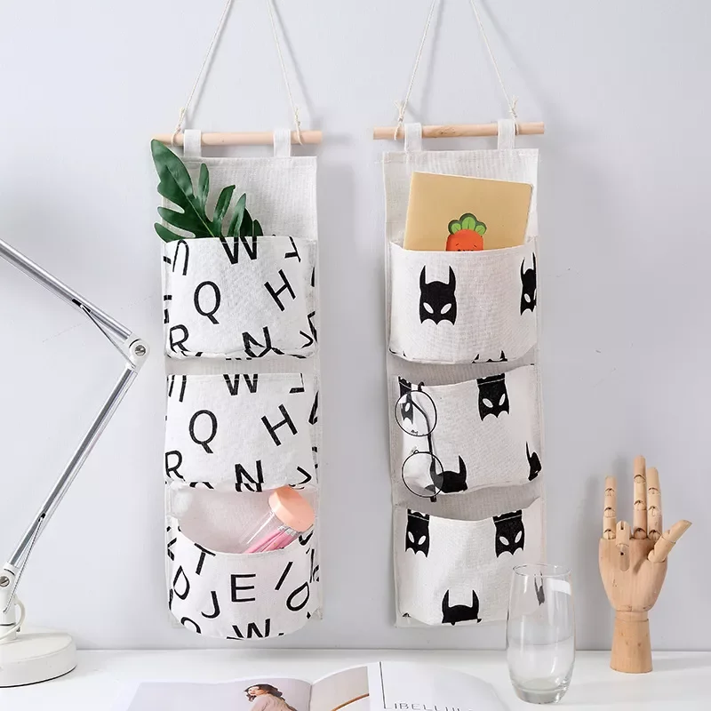 

Wall Hanging Storage Bag Over The Door 3 Pockets Wall Mounted Wardrobe Hang Bag Pouch Cosmetic Toys Organizer Home Bedroom