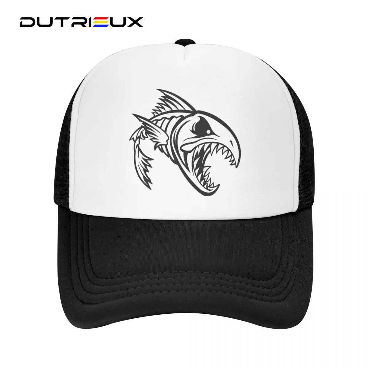 

DUTRIEUX Custom Fishing Skeleton Fish Bone Baseball Cap Sun Protection Men Women's Adjustable Trucker Hat Spring Snapback Caps