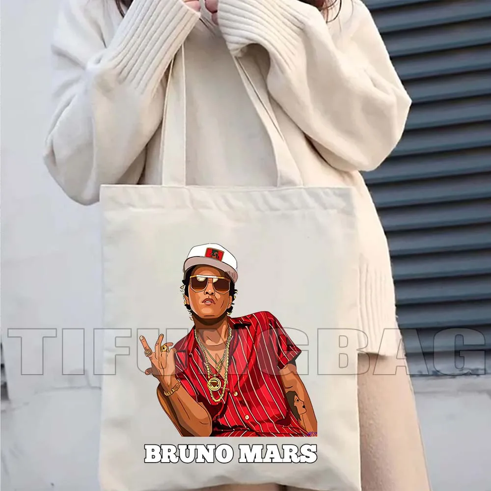 Винтажная парусиновая большая сумка BRUNO MARS PORTRAIT Live the Moment Rock 'n' Roll Time Traveler