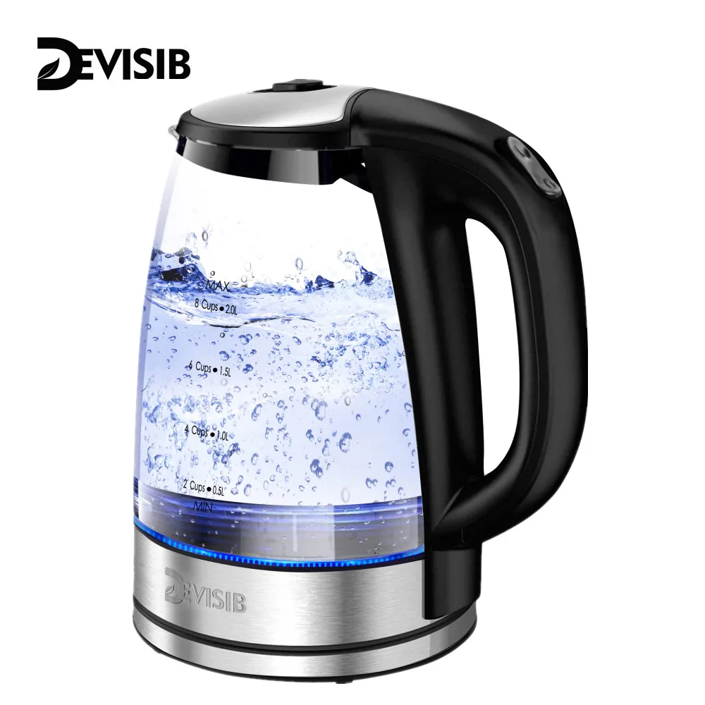 

DEVISIB электрический чайник стеклянный 2200 Вт 2 л
