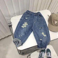 2022 boys jeans for girls spring autumn jeans trousers denim girl casual style loose straight clothes jeans childrens clothing