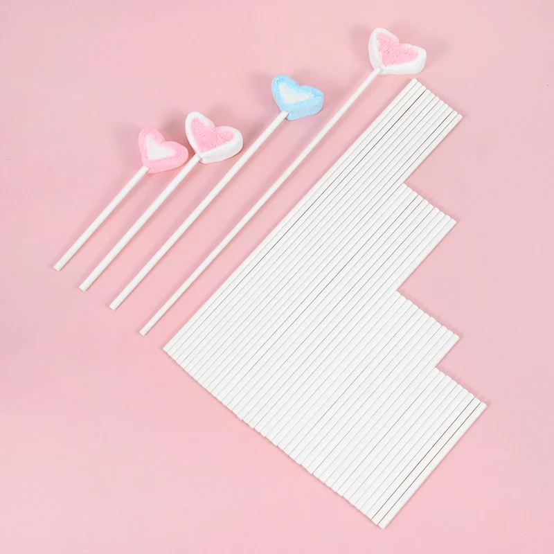 

100pcs 80-200mm Disposal Lollipop Sticks for Candy Pops Non-Toxic Food Grade Plastic Sucker Tubes Sticks for Chocolate Cake Tool