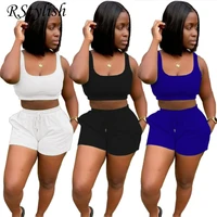 rstylish fitness yoga two piece sets womens outfits sleeveless tanks crop tops running sportswear shorts athletic tracksuits