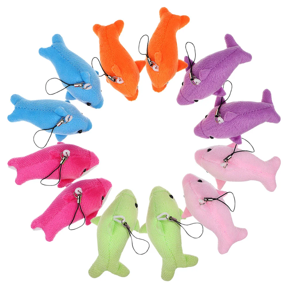 

12 Pcs Plush Dolphin Ornament Key Chain Pendant Keyring Lovely Keychain Stuffed Cute Keychains