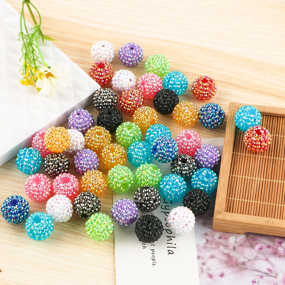 Resin Bayberry Ball 14mm 16mm 20mm Rhinestone Beads Fashion Loose Spacer Beads For Jewelry Making Clothing Decoration Accessory