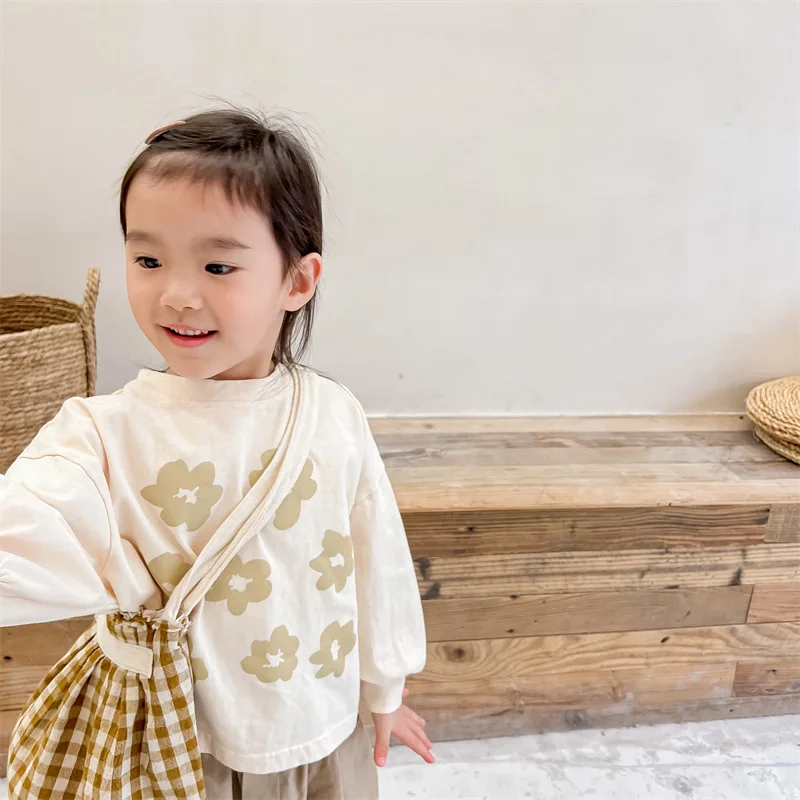 

Children Clothes Spring Unisex Floral Print T Shirts Boys and Girls Clothes Kids Tee Shirts Cotton Long Sleeve Base Child Tops