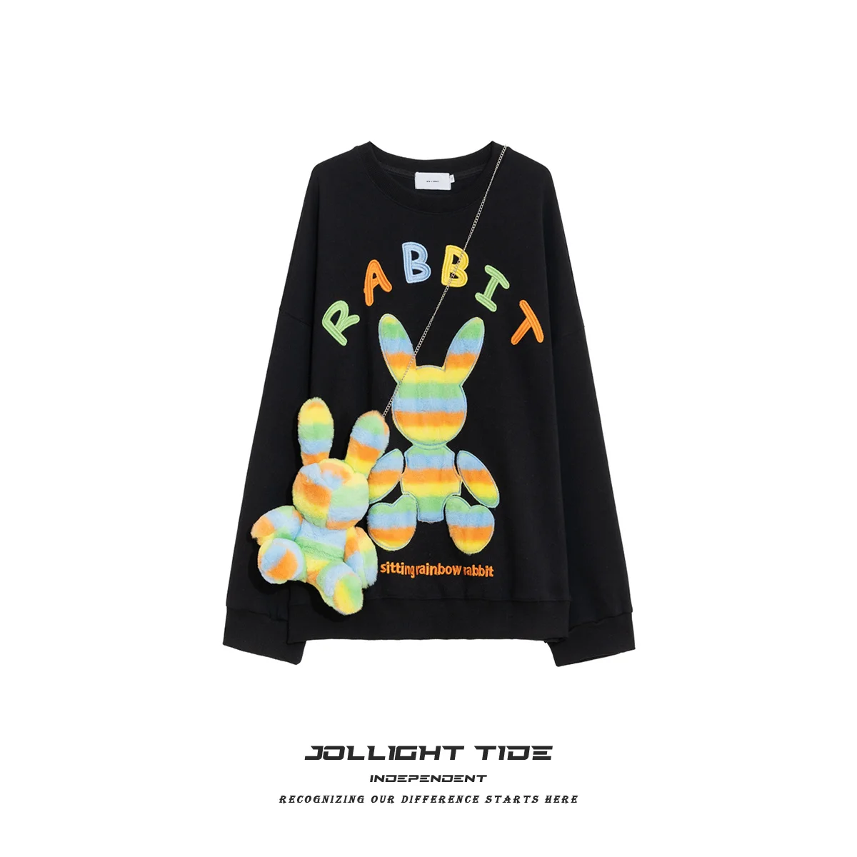 

Chic Design Contrast Color Fleece Sweatshirt Trendy Brand Sweet Cool Top crewneck sweatshirt hoodie women