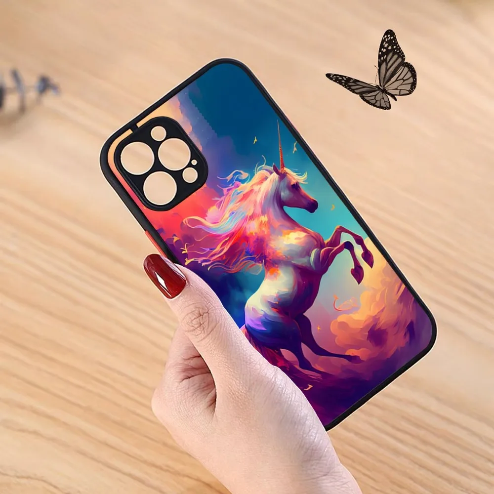 Розовый Радужный чехол для телефона с единорогом черный iPhone 13ProMax 15 12 11 14 Pro Max Mini 8 7