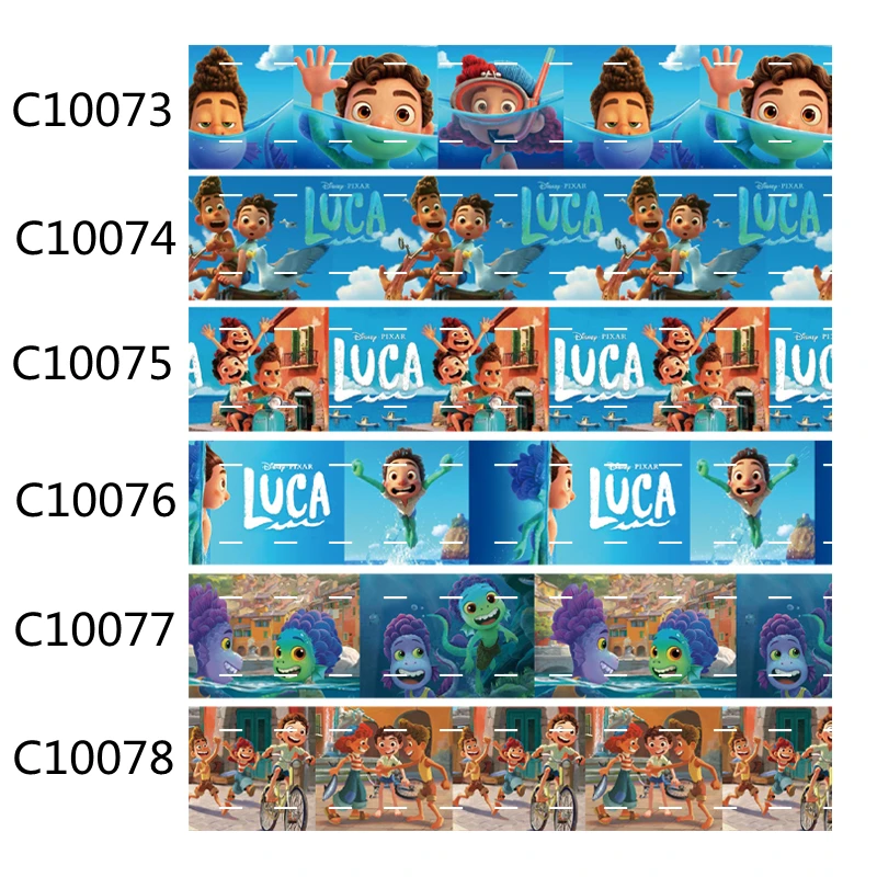

Popular Cartoon Character Listons 2" 3" 50MM 75MM Luca Printed Disney Ribbon
