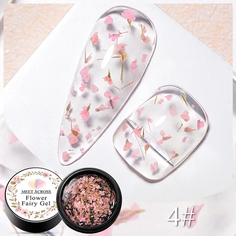 MEET ACROSS 7 мл Красный Розовый Гель-лак с сушеными цветами