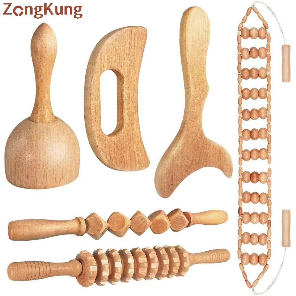 

Wood Lymphatic Drainage Tools Wooden Massage Roller Wood Therapy Massage Tools Anti Cellulite Massager for Gua Sha Body Shaping