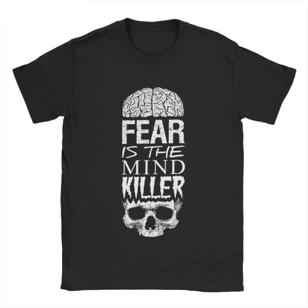 

Fear Is The Mind Killer T Shirt Men's Pure Cotton Vintage T-Shirt Crewneck Dune Tee Shirt Short Sleeve Tops Summer