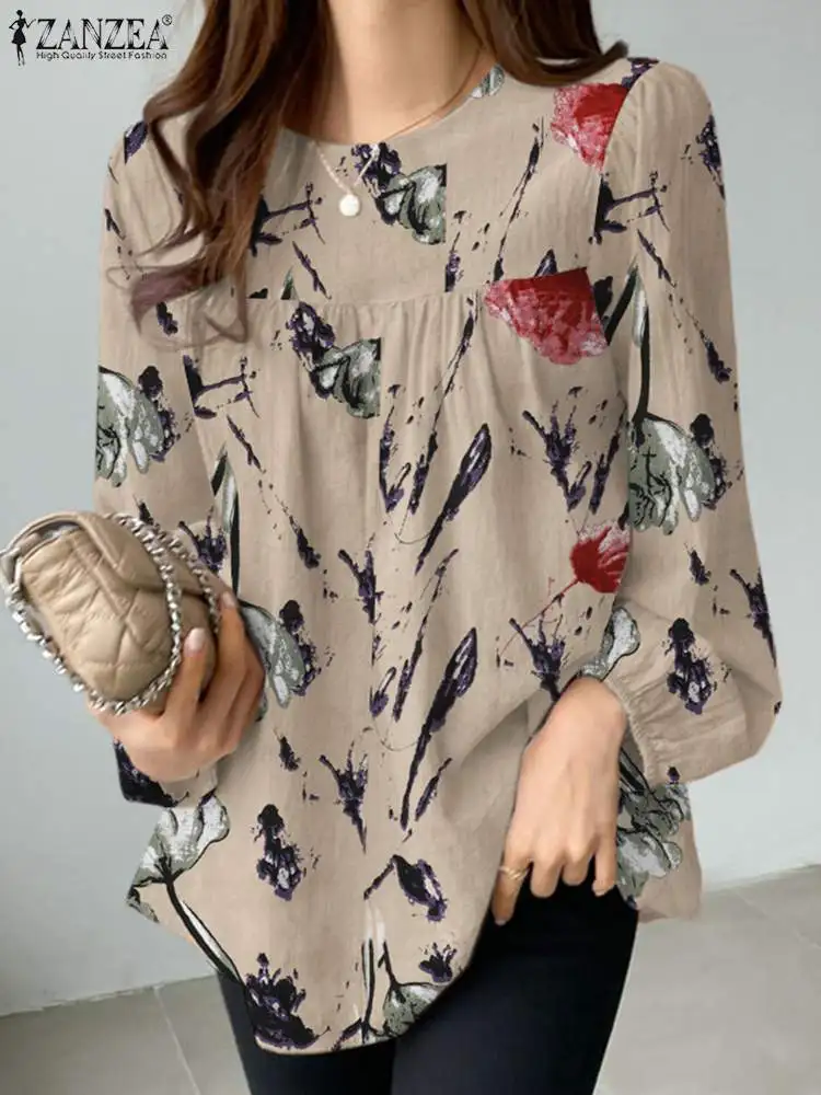

ZANZEA Women Vintage Printed Long Sleeve Blouse Bohemian Floral Shirts Femme Korean Fashion Causal Tops Elegant OL Work Blusas