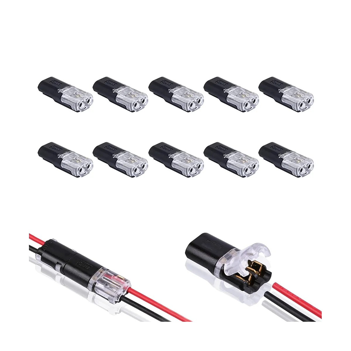 

10PCS Double-Wire Plug-in Connector with Locking Buckle,Pluggable Connectors 2 Pin 2 Way Universal Compact Wire Terminal