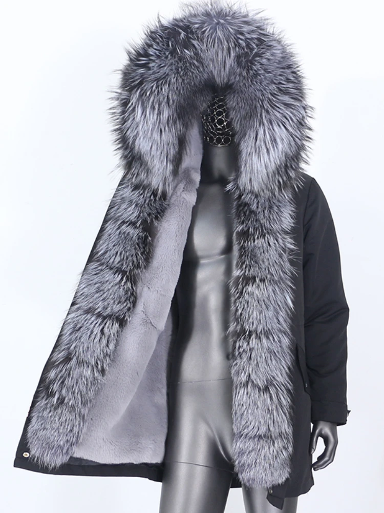 Мужская длинная парка с капюшоном черная Водонепроницаемая теплая куртка