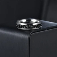 stainless steel rotating chain couple rings high quality fashion temperament mens casual decompression ring new jewelry