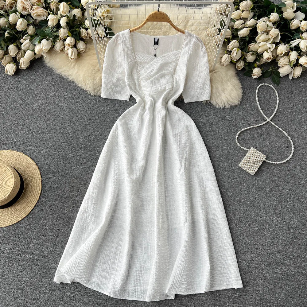 

Summer Gentle Wind Retro Senior Sense Square Neck Loose Dress Woman