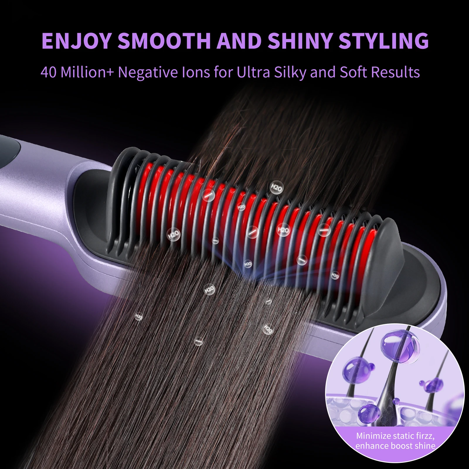 

KINGDOM CARES Negative Ion Straight Hair Comb Curling Stick Dual-use Inner Buckle Does not Hurt Power Generation Comb Splint