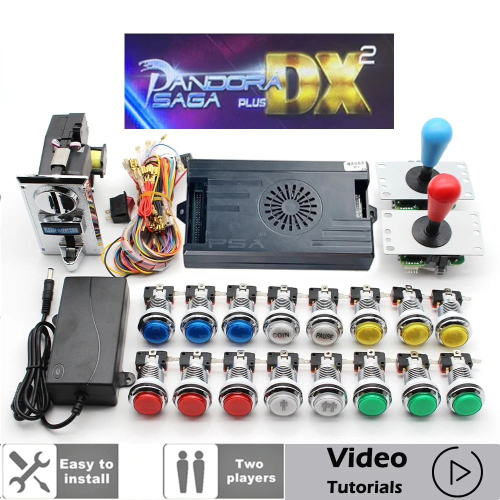 9000 w 1 Pandora Saga DX Kit Copy SANWA Joystick хромированный светодиодный кнопочный приемник монет