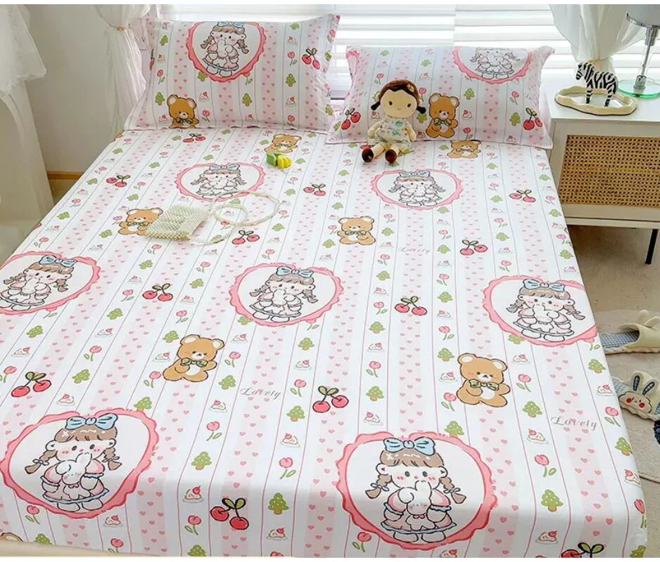 

Customzied Size Cotton Bed Fitted Sheets With Elastic Kids Girls Princess Twin Full King Queen Mattress Cover No pillowcase B84