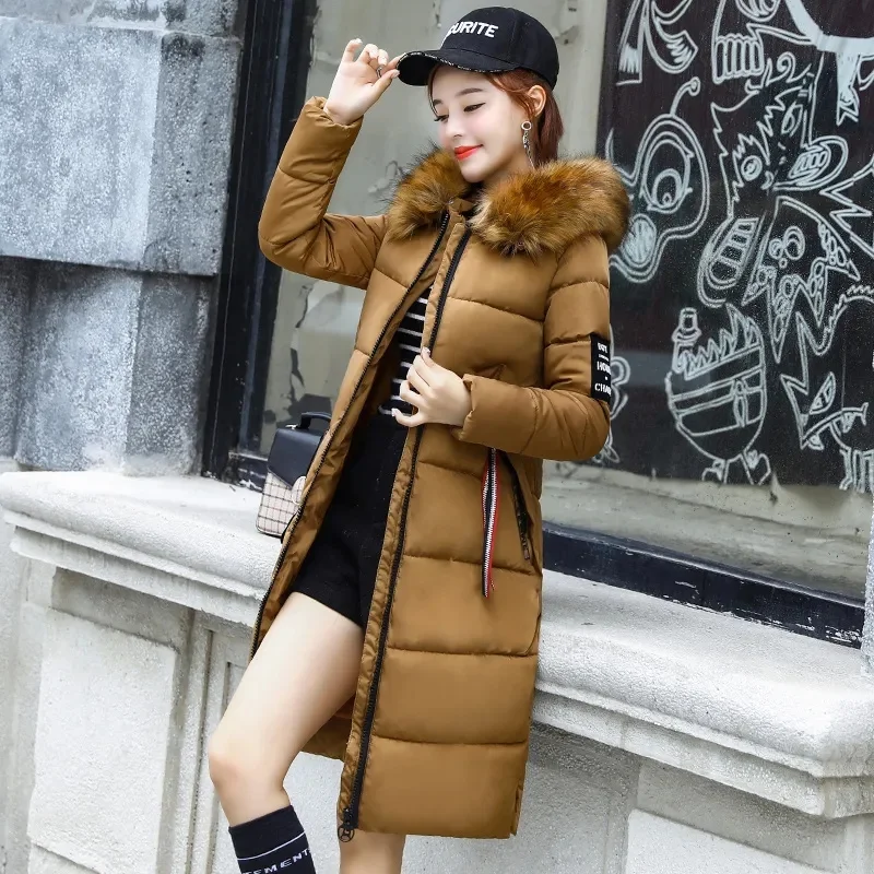 

Parka Women 2023 Hot New Winter Coats Long Cotton Casual Fur Hooded Jackets Fur Collar Hooded Thick Warm Female Overcoat Coat