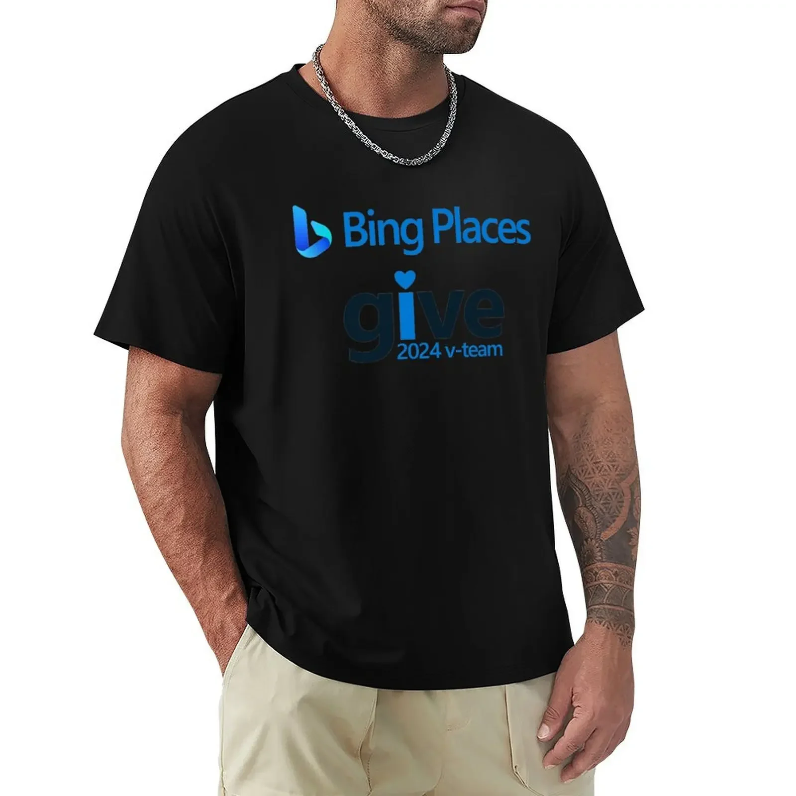 Bing Places 2024 футболка с v-team дешевые вещи быстросохнущая мужская одежда хлопковая |