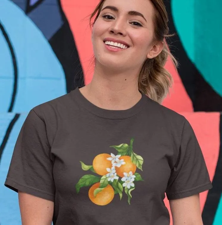 Винтажная футболка с цитрусовым цветом оранжевые фрукты и цветы любитель