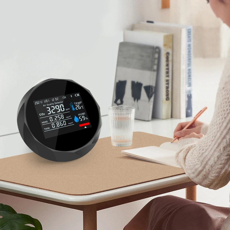 

5 In 1 Air Quality Monitor CO2 Detector Temperature & Humidity TVOC HCHO Meter