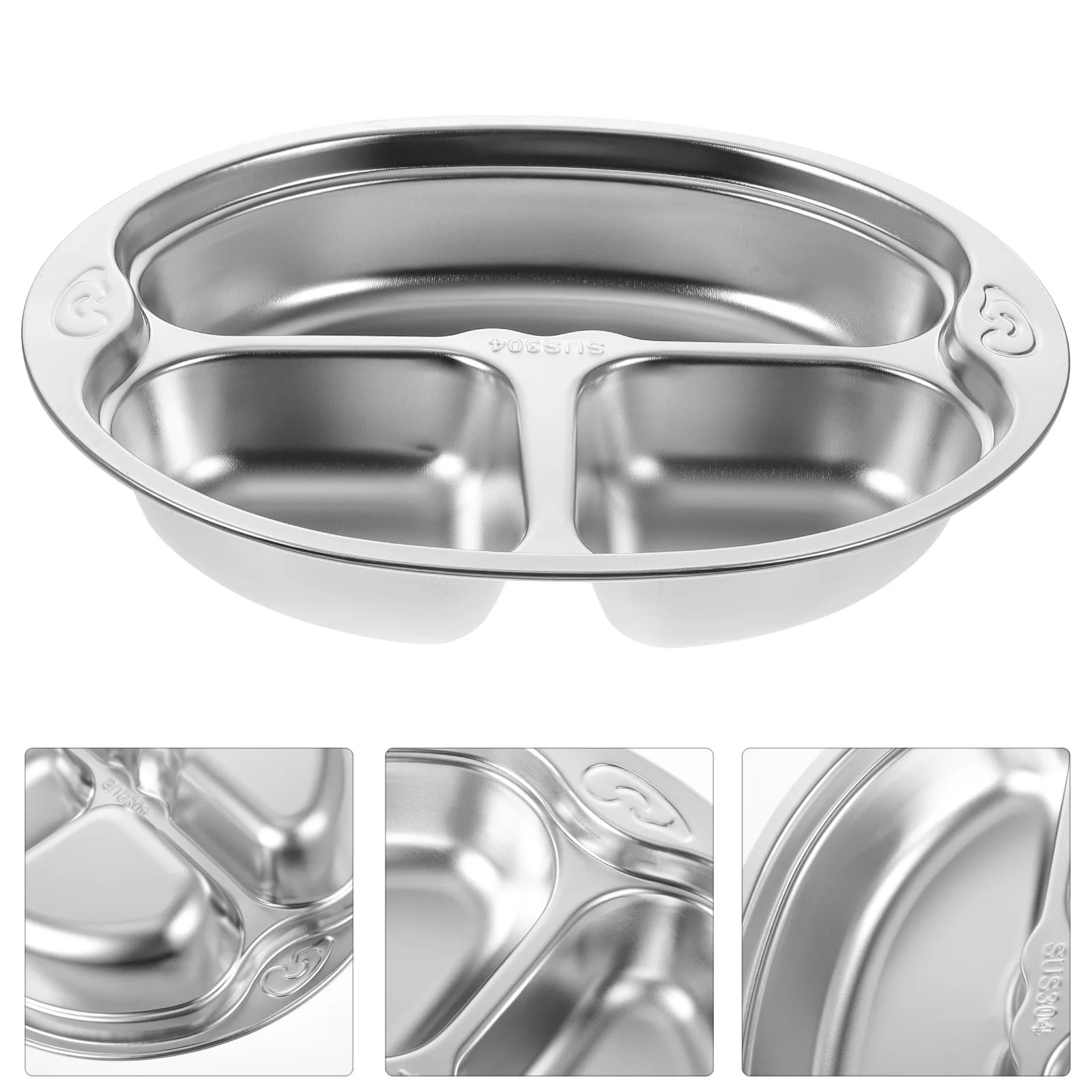 

Divided Dinner Tray Stainless Steel Lunch Container Plate Snack Portion Plate
