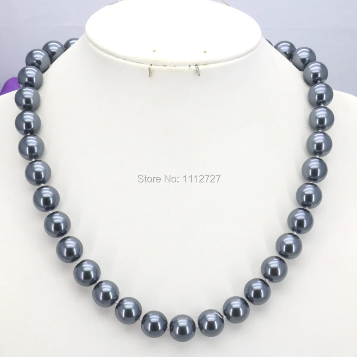 

10mm Black Glass Shell Pearl Beads Necklace Hand Made Women Jewelry Making Design Christmas DIY Gifts Girl Wholesale Accessories