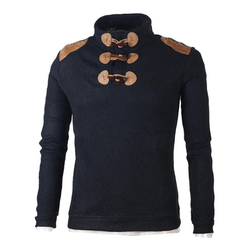 

Autumn New Men's Turtleneck Sweaters Male Black Slim Fit Knitted Pullovers Solid Color Casual Sweaters Knitwear Clothing