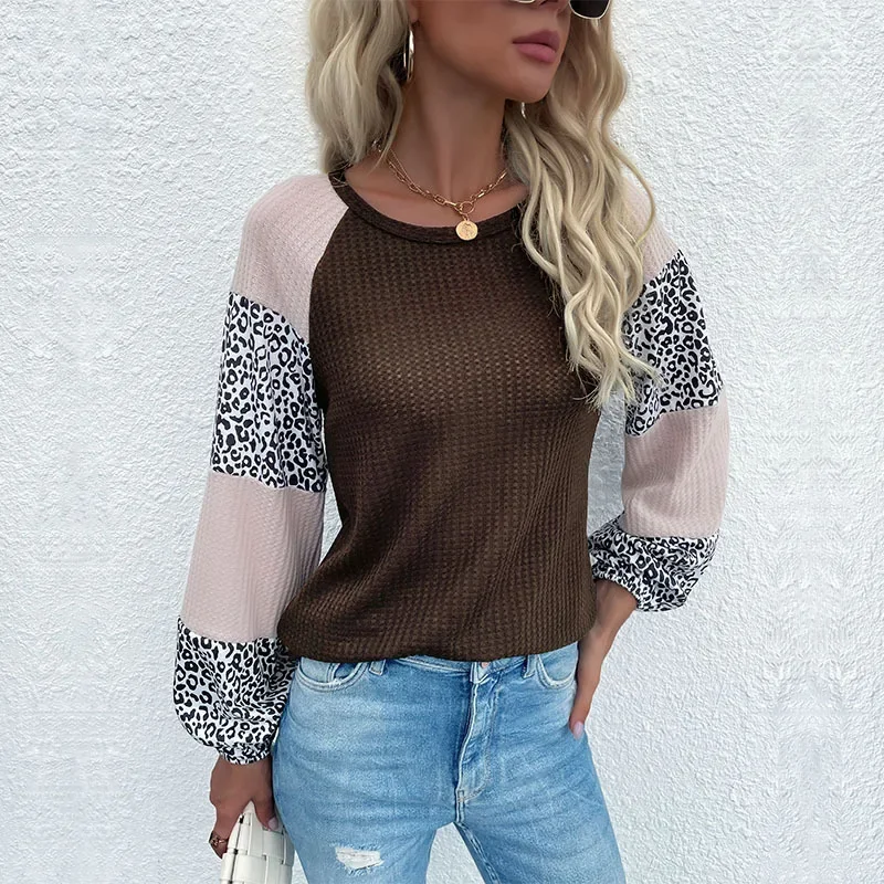 

Женский трикотажный свитер с круглым вырезом, с длинным рукавом