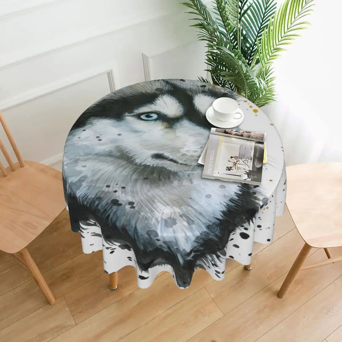 

Декоративная скатерть с симпатичной собакой хаски, плотная круглая скатерть для обеденвечерние стола, скатерть для чайного стола