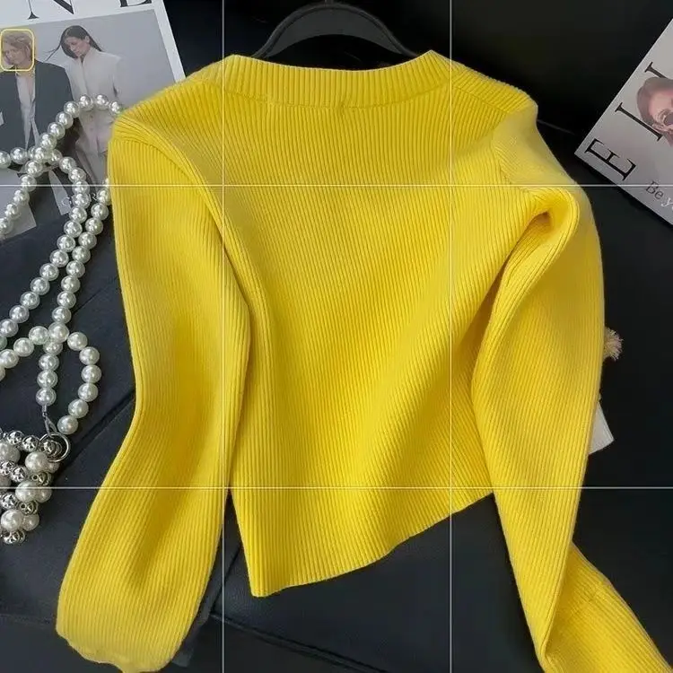 Вязаный кардиган 2024 французская стерео плюшевая кукла искусственный длинный