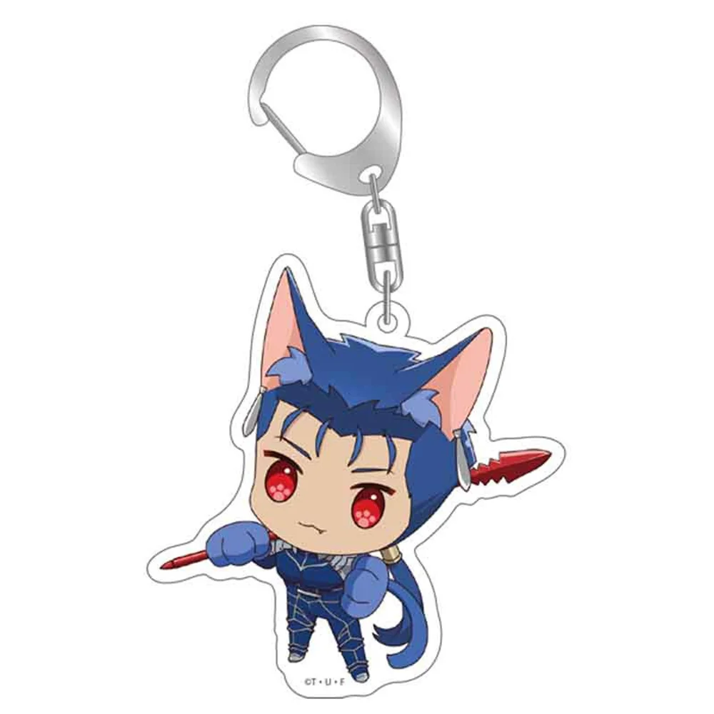 Anime Fate Stay Night Keychain Acrlic Cartoon Figure Saber Lancer Gilgamesh Key Chain Ring Pendant Accessory Boy Child Fans Gift images - 6