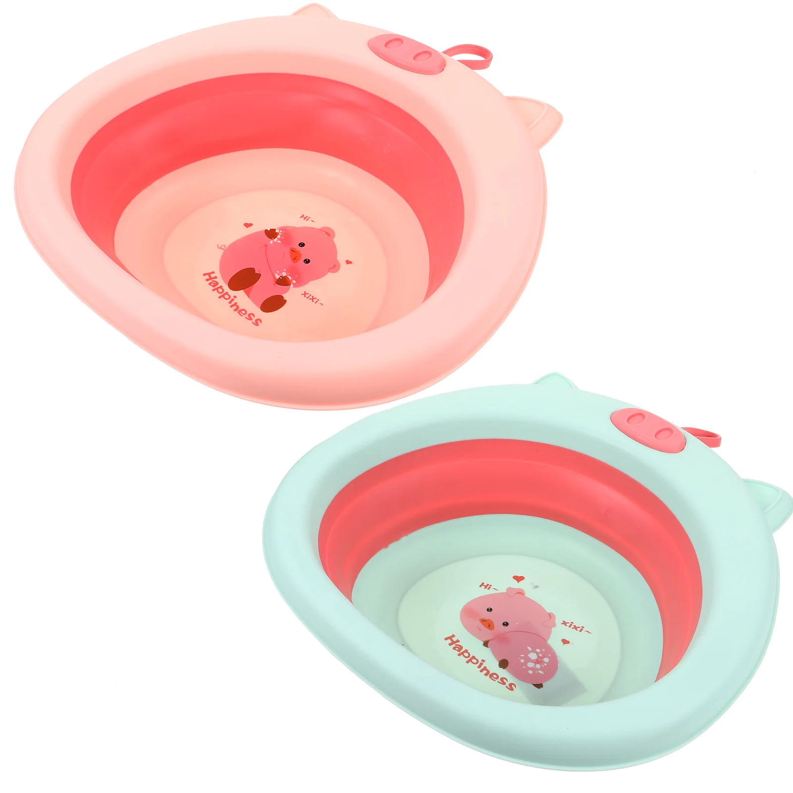 

2 Pcs Newborn Washing Basin Foldable Bucket Kids Folding Washbasin Plastic Baby