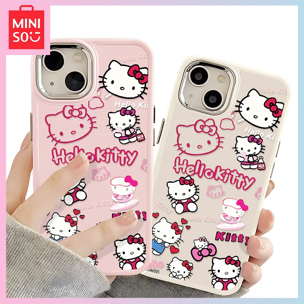 

New Miniso Hello Kitty Kawaii Iphone13 All-Inclusive 14Promax Drop-Proof 11/12 Phone Case for A Girls Birthday Christmas Present