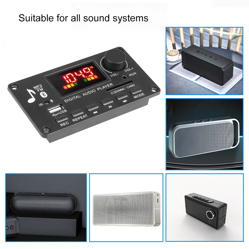 9 В-12 в беспроводной Bluetooth 5 0 MP3 декодер плата автомобильный Palyer 2x40 Вт усилитель USB TF