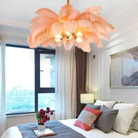 ostrich feather chandelier nordic light luxury living room bedroom lamp cloakroom princess room modern multi color optional