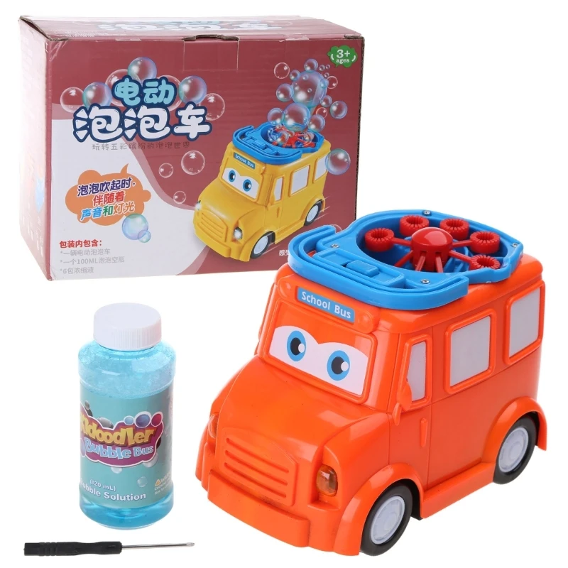 

Cute Kids Cartoon Bus Electric Water Bubble Blower Machine Bath Toy for Girls