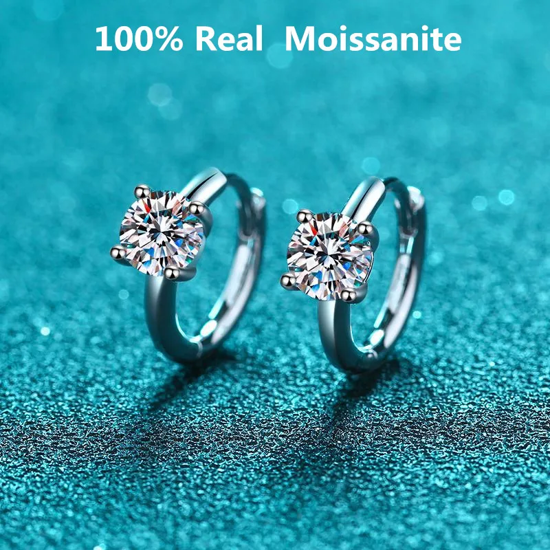 

Moissanite Small Hoop Earrings 0.5CT Lab Diamond Hoop Huggies Earrings Sterling Silver Cartilage Earrings for Women Girls Teens