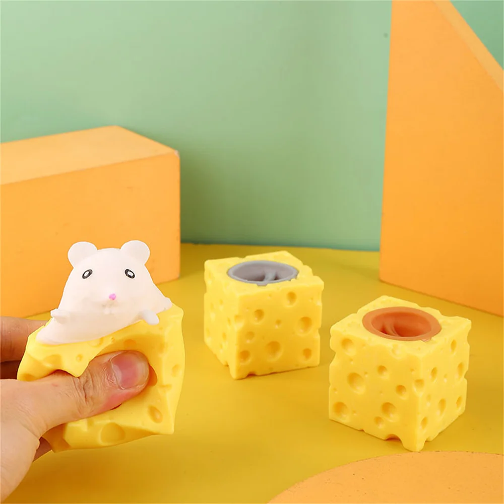 

Stress-relieving Pet Cheese Mouse Cheese Pinch Fun Stress Ball Vent Squirrel Cup Prank Toy Fidget Toys