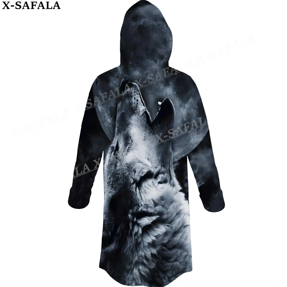 Мужская ветрозащитная накидка с капюшоном и принтом Луны