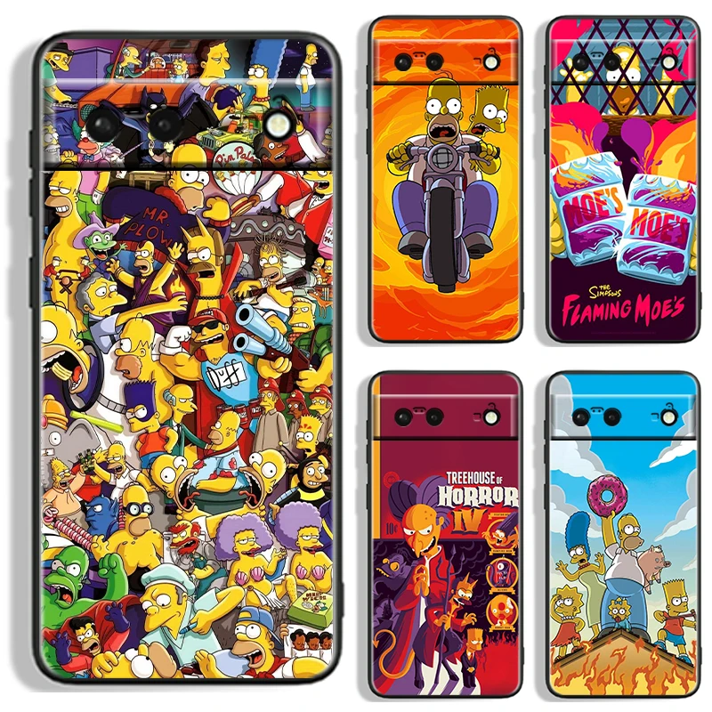 Симпатичные Мультяшные Подвески для Google Pixel 9 8 7A 7 6A 6 5A 5 4 4A XL Черный Силиконовый