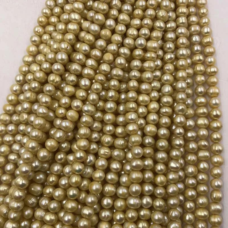 ELEISPL JEWELRY 18 Strands 8mm Light Yellow Freshwater Pearl Strings #496-3