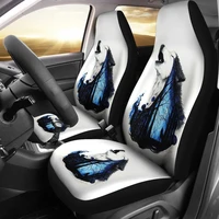 white multicolored wolf car seat cover 2 front seat covers emo goth punk car accessories floral car covers gift for her