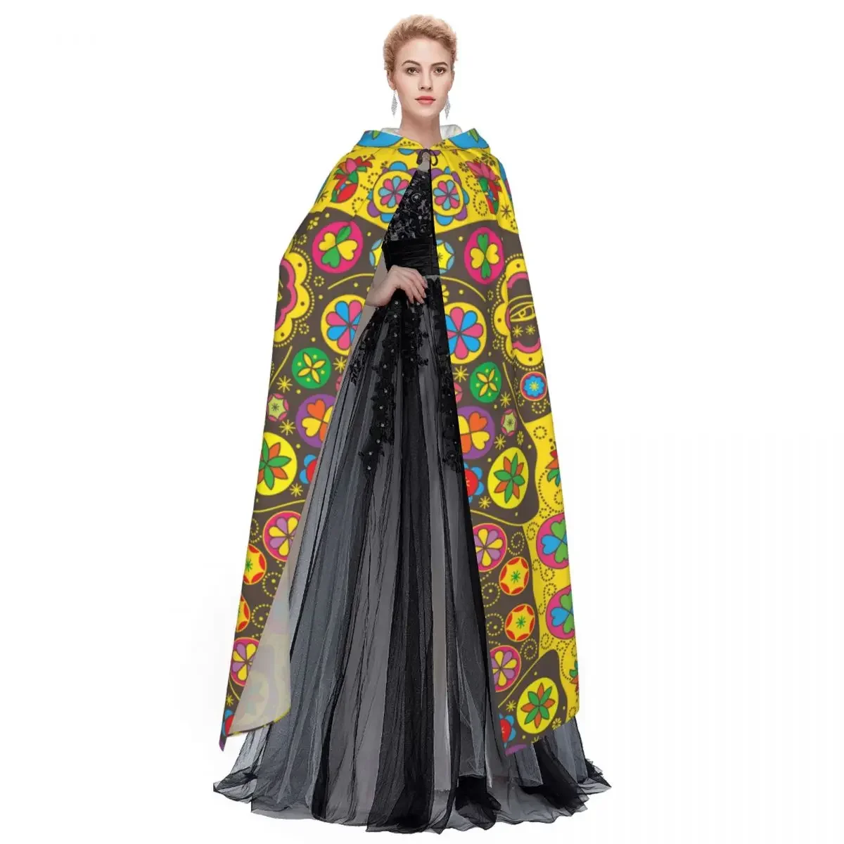 Платье с капюшоном для взрослых симметричный зеркальный желтый слон